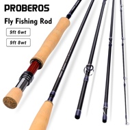 PROBEROS 4 Section Fly Rod Fly Fishing Rod 9 Feet 2.7 Meters 6wt 8wt Carbon Stream Fly Fishing Rods