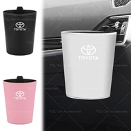 Portable Car Trash Bin Leather Car Hanging Rubbish Can for Toyota Corolla Yaris Aygo Prius RAV4 Camr