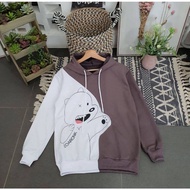 BEAR SWEATER HOODIE - sweater combi bear burgundy