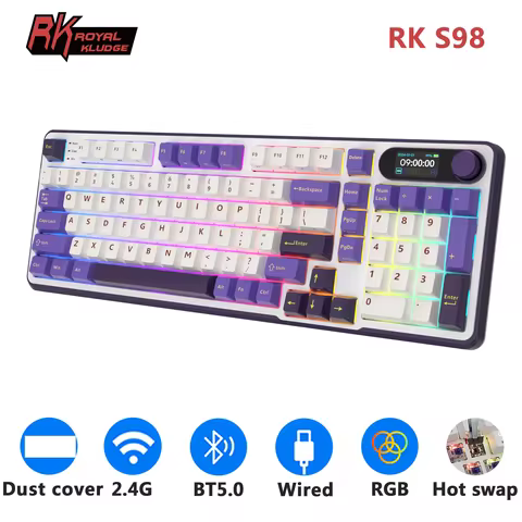 RK S98 ROYAL KLUDGE Wireless Gamer Keyboard BT5.0/2.4G/USB-C 98keys RGB Hot Swappable Mechanical Key