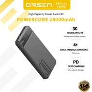Orsen E43 Backup Battery 25000mAh QC 3.0 PD 30W Maximum Power Pack C-type Output Power Pack USB Fast