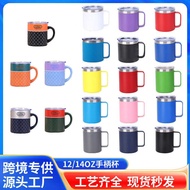 12oz14oz Mug with Lid Stainless Steel Double-Layer Thermos Cup Portable Coffee Cup with Handle