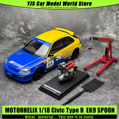 Motorhelix MH 1:18 Civic Type R EK9 SPOON Car Model Sports Static Model Birthday Present