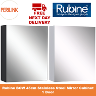 Rubine BOW 45cm Stainless Steel Mirror Cabinet 1 Door RMC-1640D10 BK / RMC-1640D10 WH