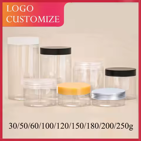 10/30/50pcs 100/120/150/180g Food Storage Jar Clear PET Case 30/50/60g Plastic Powder Cans Cream Tav