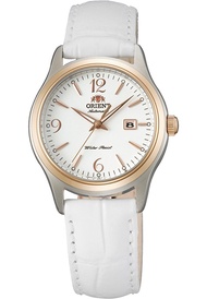 Orient NR1Q003W Women's Charlene Automatic TT Rose Gold Plated White Leather Strap Watch
