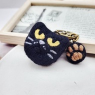 珮寧手作+兔娟畫貓+貓頭鑰匙圈.黑貓羊毛氈│吊飾.貓咪掛件│