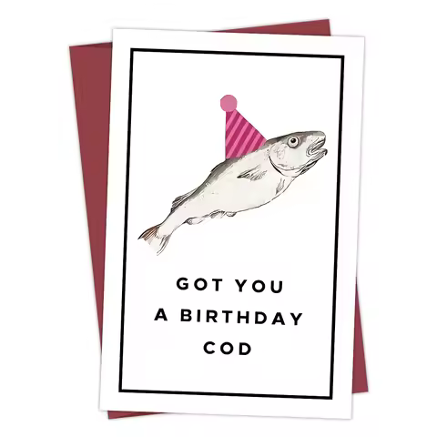 1PC Cod Fish Themed Funny Birthday Card,Got You A Birthday Cod,Hilarious Birthday Card Pun,Birthday 