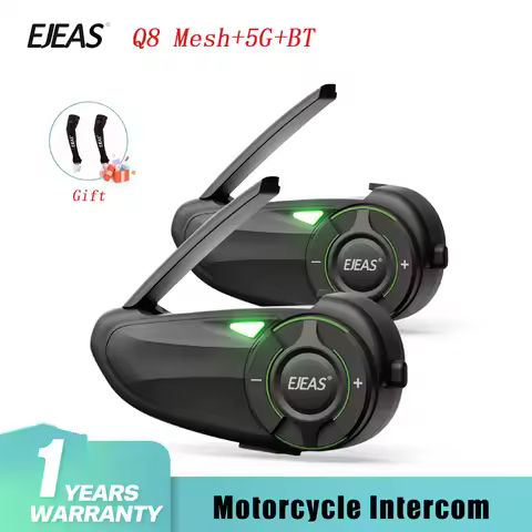 1/2Pcs EJEAS Q8 Motorcycle Mesh Group Intercom Helmet Bluetooth Headset For 6 Riders Talking Interph