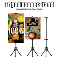 Tripod Banner Stand Double Sided Display Portable Adjustable Sign Poster Holder Easel Kaki Tripod Ra