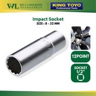 KING TOYO 1/2" 8mm-32mm 12 Point Box Socket Chrome Deep Length/Mata Impact Wrench Box Socket Mata So
