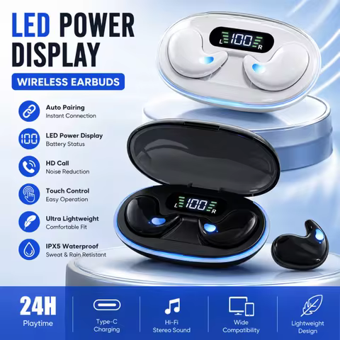 New Hot Sleeping Earbud Wireless Mini Headphone TWS Bluetooth Earphone Stereo Headset with Mic Call