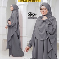 Baju Set Seluar Tudung Suit Muslimah Ironless Abaya Jubah Umrah Travel Haji - SUIT ZAHIA GREY