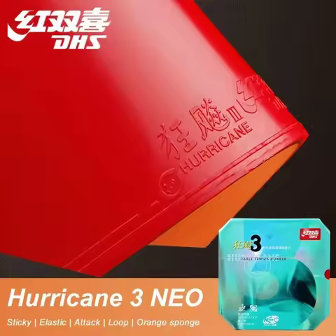 DHS-Hurricane 3 NEO Table Tennis Rubber, 37 Degrees Soft, Hurricane-3, Pips-in Ping Pong Sponge, No