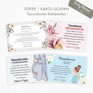 7 month, 4 month, and 4 month pregnancy thanksgiving greeting card stickers tasyakuran food box hamp