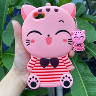 Case Silikon 3D Karakter Oppo A39 / Oppo A57 Cat Pink Stripes Cute Case Silikon 4D Character Case Si