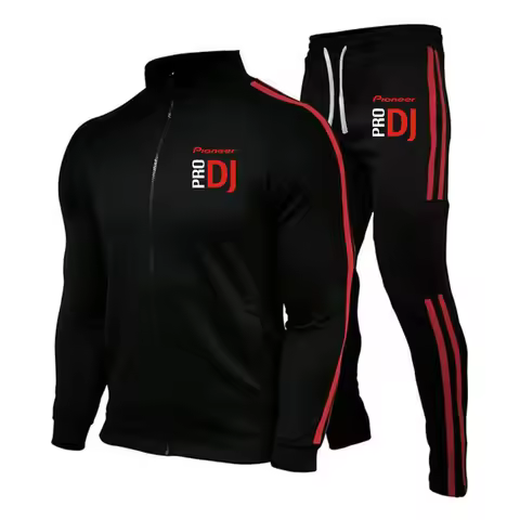 Fitness jogging Men's sportswear suits dj Pioneer pro printing Striped design Brand sportswear Men's