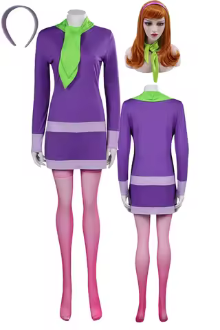 Daphne Blake Cosplay Kostuum Outfits Voor Volwassen Vrouwen Meisjes Halloween Carnaval Pak Rollenspe
