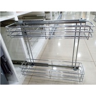 2 Layer Stainless Spice Rack / Stainless Steel Condiments Pull Out Basket / Spice Rack Organizer