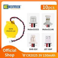 10PCS CMOS Battery CR2025 3V button cell with Plug Motherboard Laptop Replacement battery Li-MnO Non