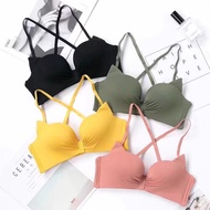 Cute small thin chest without steel Ring gathering bra BH panties