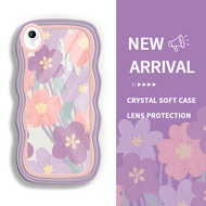 Case Casing Vivo Y91C 2020 Y91 Y91i Y95 Y93 Mediatek Y90 Y83 Y75 5G Y33s Y55s 2023 Y55 T1 iQOO Z6 U1 Y1S SoftCase Hp Lukisan cat minyak bunga layar penuh Fashionable Silikon Bingkai Bergelombang Case