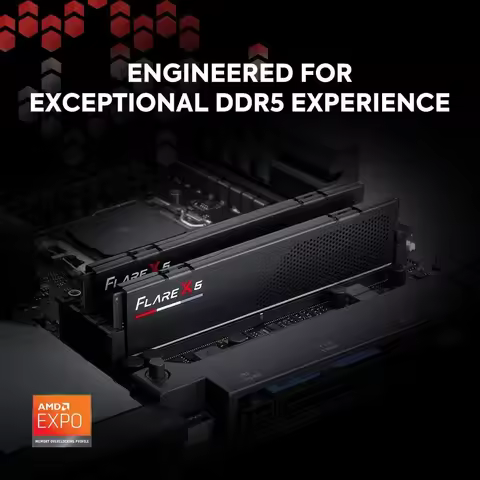 AMD Expo Desktop RAM 16GB 2x8GB 6000MHz CL30 DDR5 U-DIMM Memory Kit Matte Black