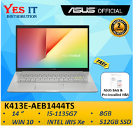 ASUS VIVOBOOK K413E-AEB1444TS / AEB1445TS 14" LAPTOP ( I5-1135G7, IRIS Xe, 8GB, 512GB SSD, W10+OPI, 2YW) FREE BAG