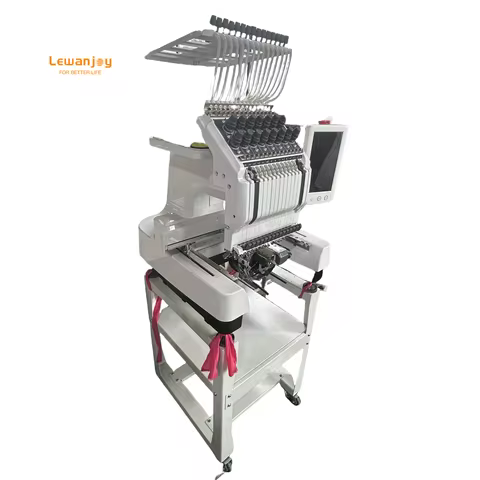 Lewanjoy Simple Small Single Head Commercial 15 Needles 240*400mm Embroidery Machine Shirts Garments