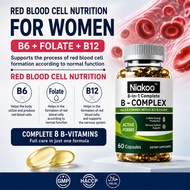 Women's Vitamin B Complex with 5-MTHF Folate B9, Methyl B12 & P5P B6 for Red Blood Cell Support