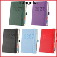 KANGNKA Daily Planner Notebook, Daily Schedule Flat Spread 2027 Schedule Book,  PU Leather Elastic B