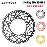 Litepro Folding Bike Chainring 130BCD 53T/56T/58T Aluminum Alloy Ultralight BMX Chainring Folding Bicycle BMX Chainwheel