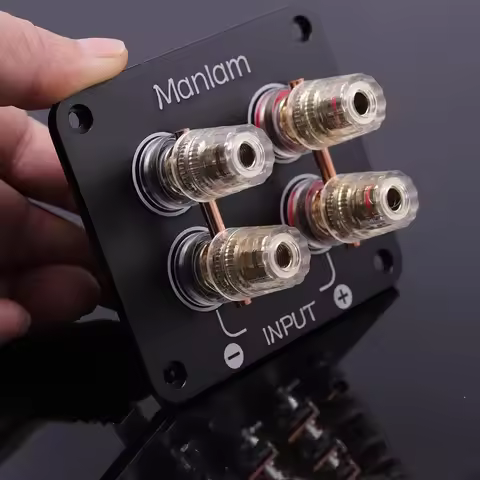 1PC GHXAMP 92x80mm Hi-Fi Pure Copper Speaker Terminal Cup, 4 Solder-Free Connectors for DIY Audio