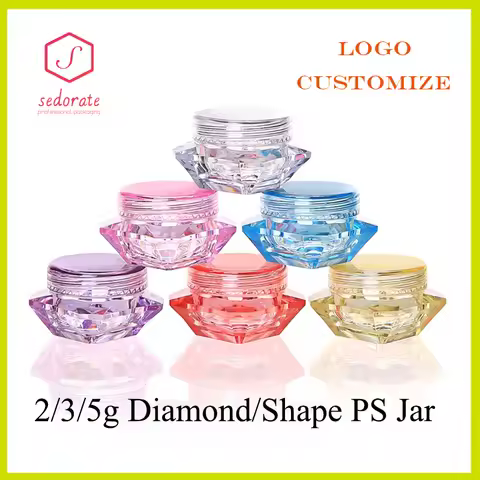 50/100/200pcs 2g 3g 5g Empty Plastic Jar For Cosmetic Red PS Eye Cream Cans Travel Diamond Shape Pla