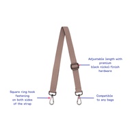 kanavaia adjustable crossbody bag strap 2.5 cm (square ring hooks) - natural tan black nickel