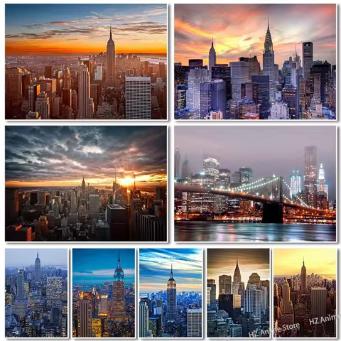 Empire State Building New York City Canvas Wall Art Poster Paintings Prints Pictures for Home Decor