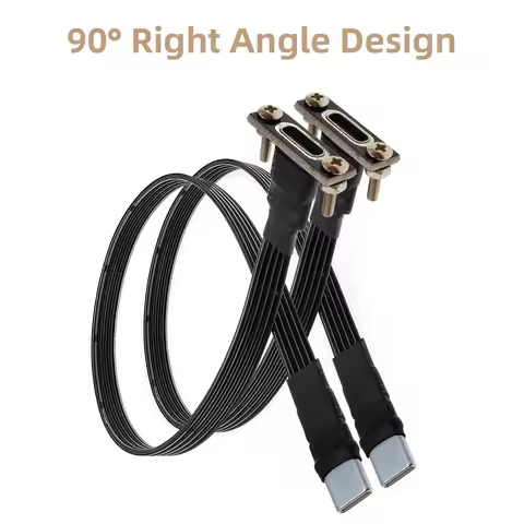 M TO F USB 2.0 Type C to Type C Extension Cable 90° Adapter FPC FPV Band Flat USB C Cable 3A 5CM-100