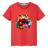 韩国 2026alvin and chipmunks costume Print 100%Cotton t shirt for kids boy 10years anime Short  Kawaii