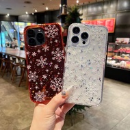 Case For iPhone15 11 12 13 14 Pro Max 14 Plus Phone Covers Casing iPhone 14 Transparent Snowflake Soft Phone Case