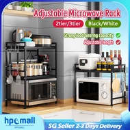 【Local Stock】Adjustable Kitchen Rack Microwave Rack Kitchen Storage Rack Adjustable Length and Height