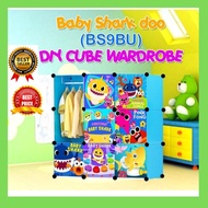 Babyshark 9 cube Rack DIY Multipurpose Wardrobe Cabinet Clothes Storage Organizer Almari Rak Kids