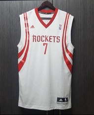 正品ADIDAS愛迪達 NBA ROCKETS 火箭隊 LIN 林書豪7號 男白色電繡/燙印運動籃球背心球衣S