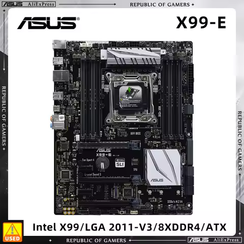 ASUS Used Motherboard X99-E Supports 8x DDR4 DIMM Max. 128GB, Intel Motherboard X99 Chipset, LGA 201