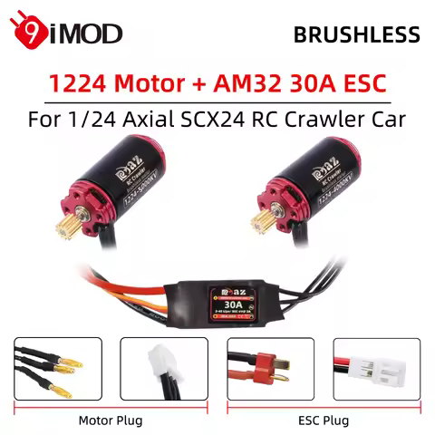 9IMOD Brushless ESC Motor Combo AM32 30A Mini ESC 1224 Motor 4000/5000KV Outrunner Motor For RC 1/24