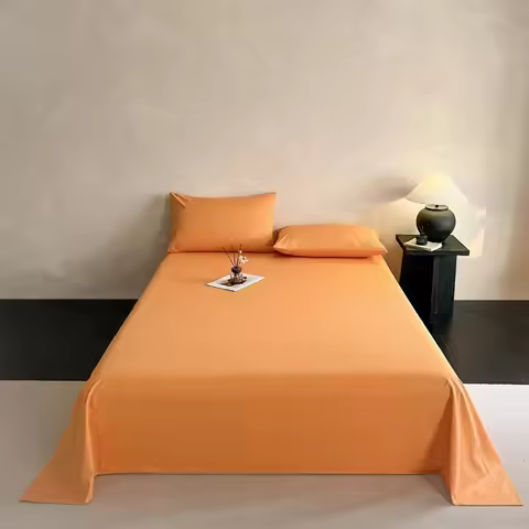 New high-grade satin jacquard Class A pure cotton bed sheet three-piece set solid color cotton beddi