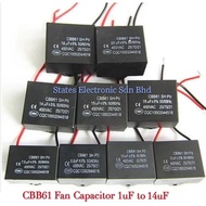 CBB61 1uf 1.2uf 1.5uf 1.8UF 2uf 2.5uf 3uf 4uf 5uf 6uf 8uf 10uf 12uF 14uF Fan Motor Capacitor