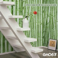 ORANGE Wallpaper Stiker Dinding Motif Bambu GH067 45cm X 8M GH Motif Bunga Elegant Best Quality