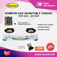 KOMPOR GAS 2 TUNGKU QUANTUM QGC - 201 DEP / KOMPOR QUANTUM / KOMPOR STAINLESS / KOMPOR TEFLON / KOMP