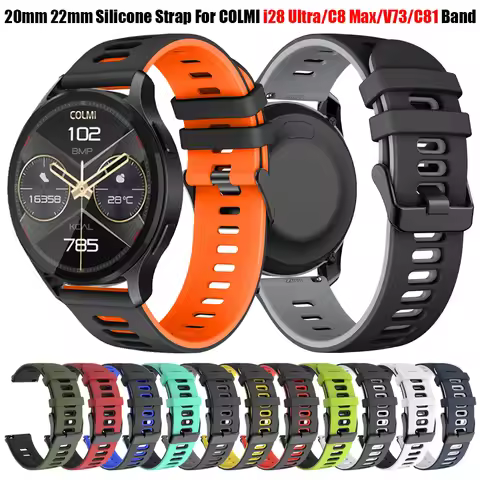 Silicone 22 20mm Watch Strap for COLMI I28 Ultra C8 Max V73 V75 GPS Band COLMI C81 M42 C61 P73 I31 P