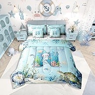Erosebridal Kids Cute Axolotl Bedding Set Full Personalized Initial N Comforter Set 7 Piece for Boys